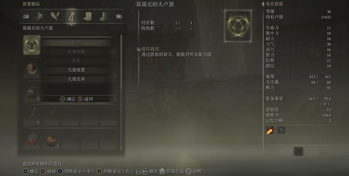 艾尔登法环葛瑞克的大卢恩怎么用