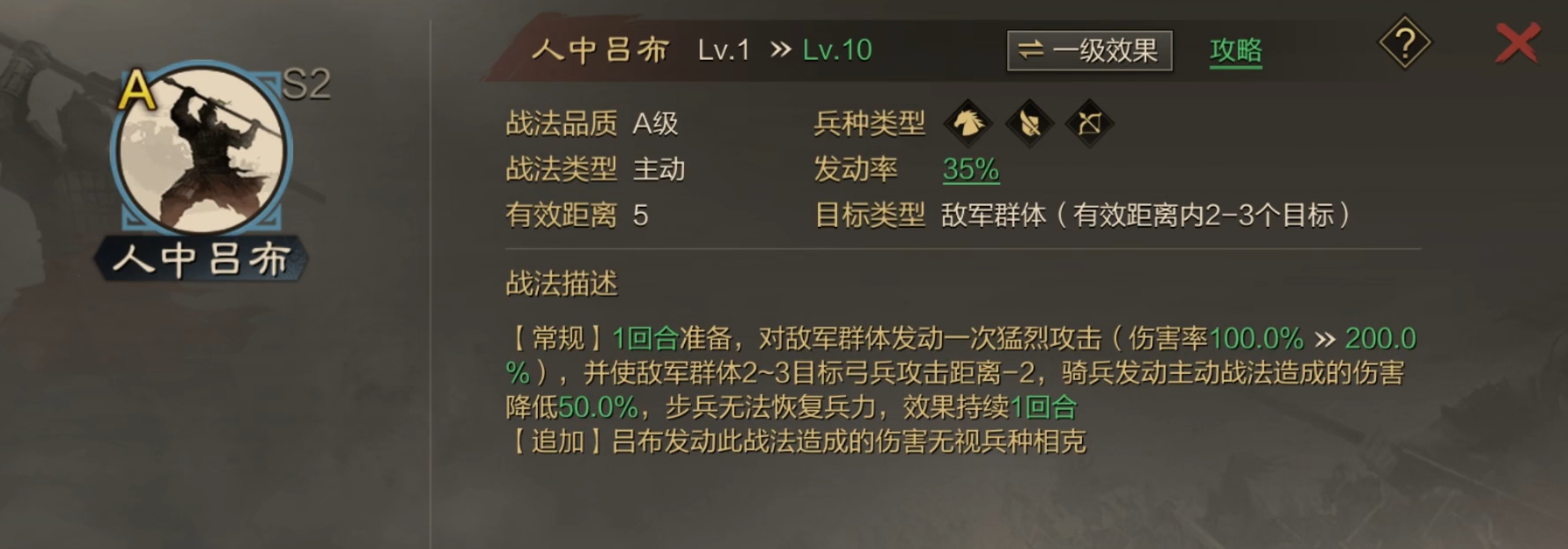 率土之滨人中吕布战法怎么出
