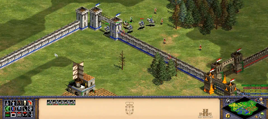 帝国时代2怎么快速建城墙